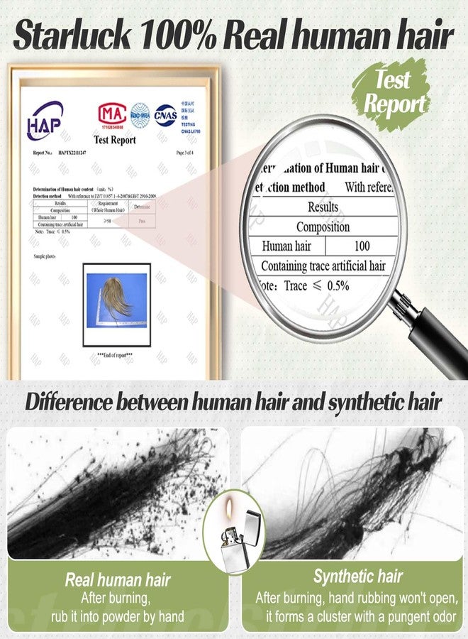 Starluck Real Human Hair Toppers for Women, 14 inch with Bangs, 5"x5.5" Base, Brown with Blonde Highlight, Covers Thinning Hair & Grey - Image 5